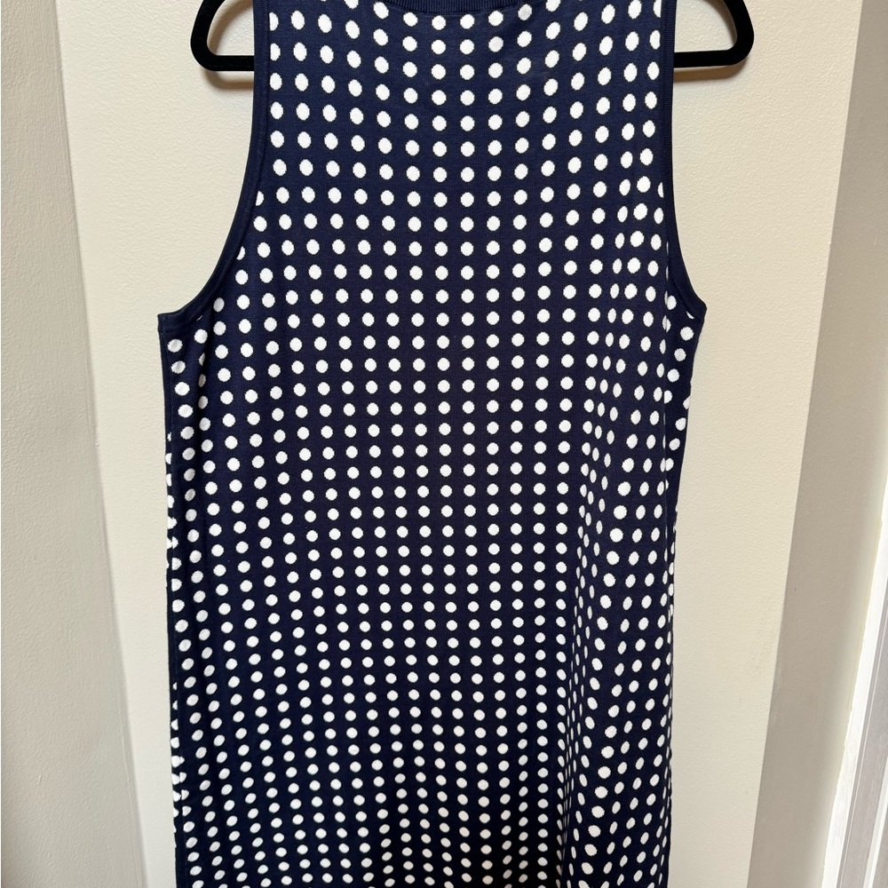 LOFT Navy and White Polka Dot Mini Dress - Picture 6 of 6